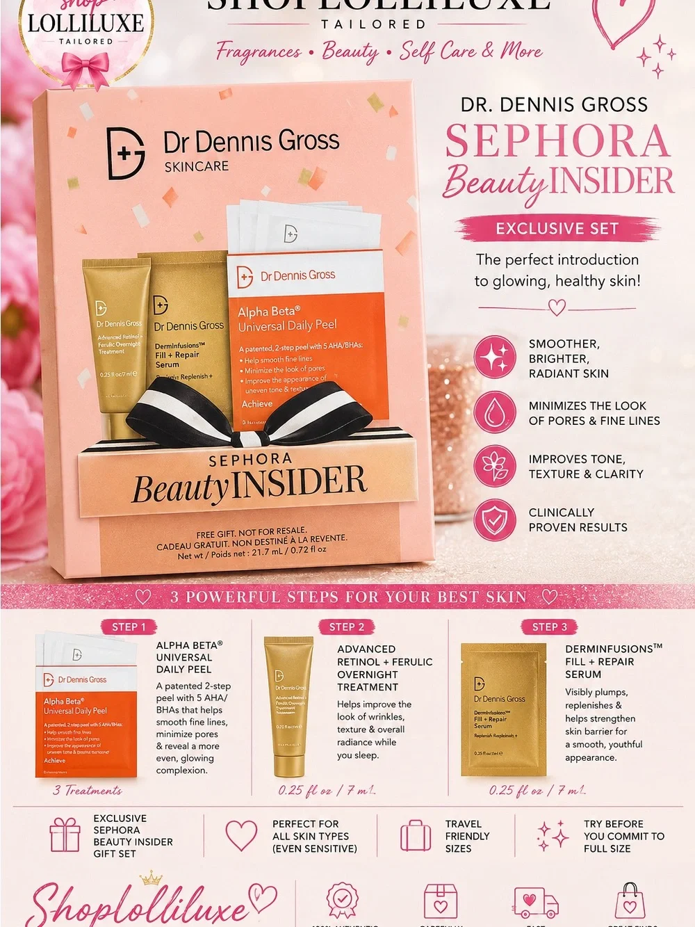 Dr. Dennis Gross Pink Sephora Beauty Insider Skincare Peel Set